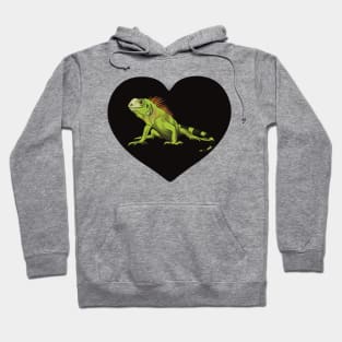 Iguana Heart for Iguana Lovers, Black Hoodie